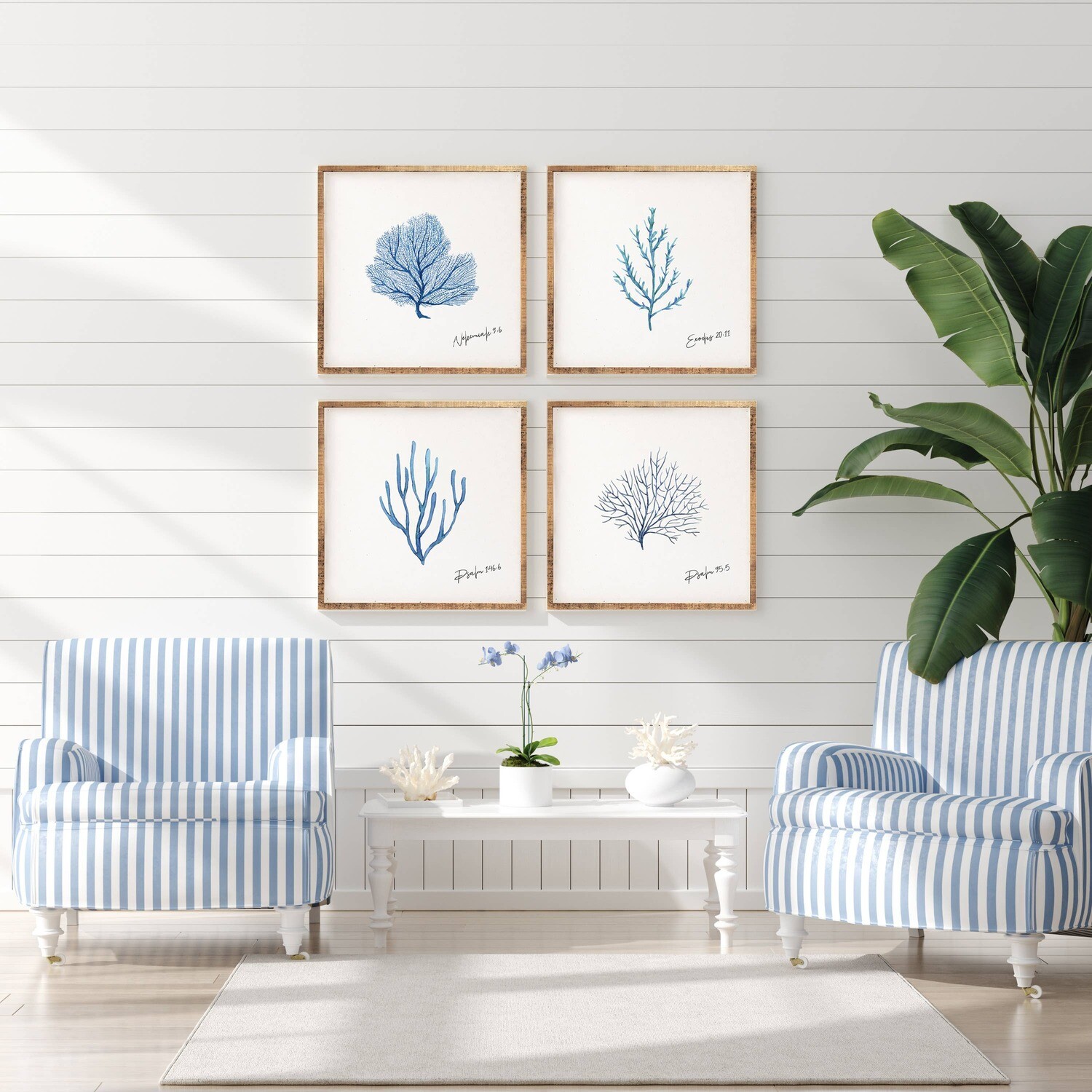 Blue Coral Scripture Wall Art Collection