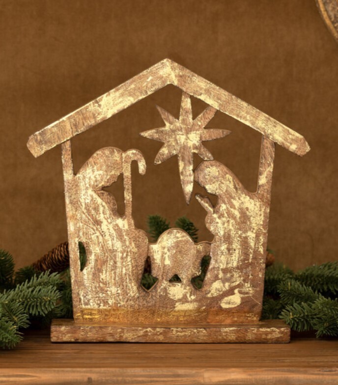 Wooden Carved Tabletop Nativity