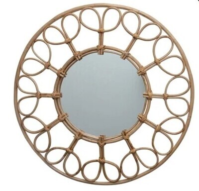 Round Mirror with Cane Frame