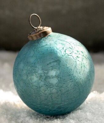 Crackle Icy Frost Glass Ball Ornament- Small