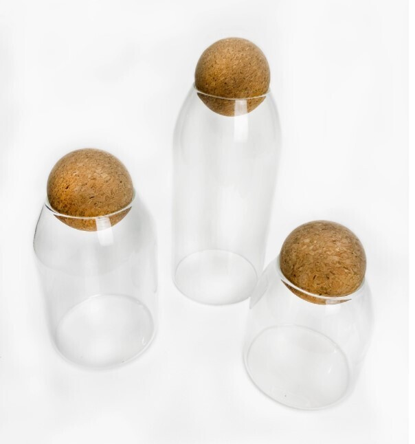 Glass Canister Cork Top - S/3