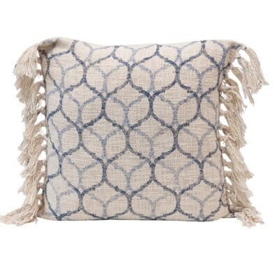 Cotton Blue and Cream Geo Pillow