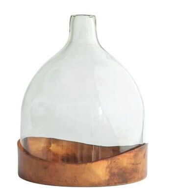 Glass Cloche with Metal Tray -S/2
