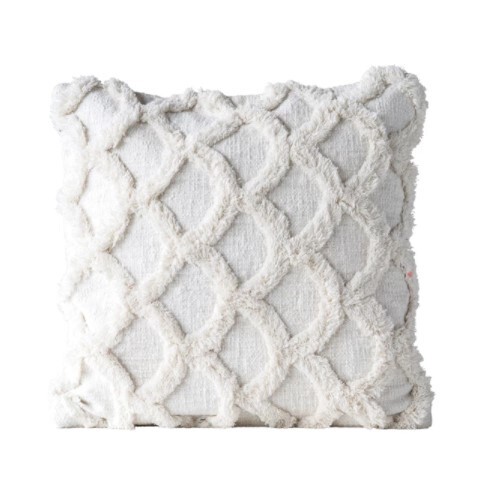 Cotton Chenille Pillow- Wht