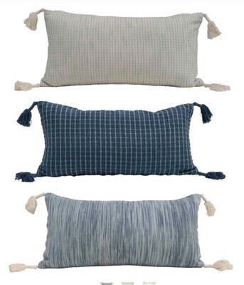 Cotton and Jute Lumbar Pillows w Tassel
