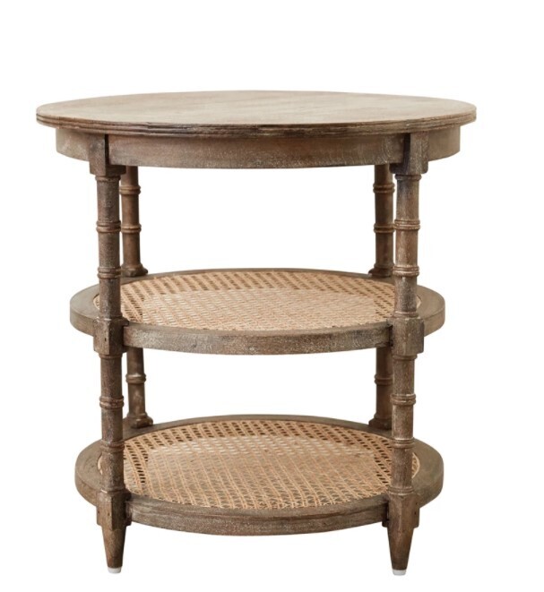 Round Mango and Cane 3-Tier Table