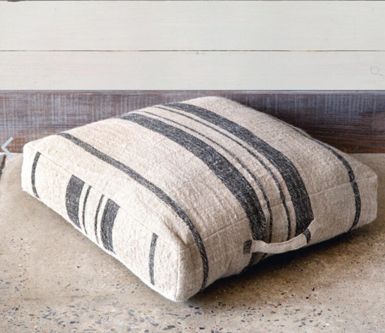 Linen Striped Floor Cushion w Handle