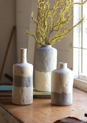 Ceramic Bottle Vases - Grey/Wht