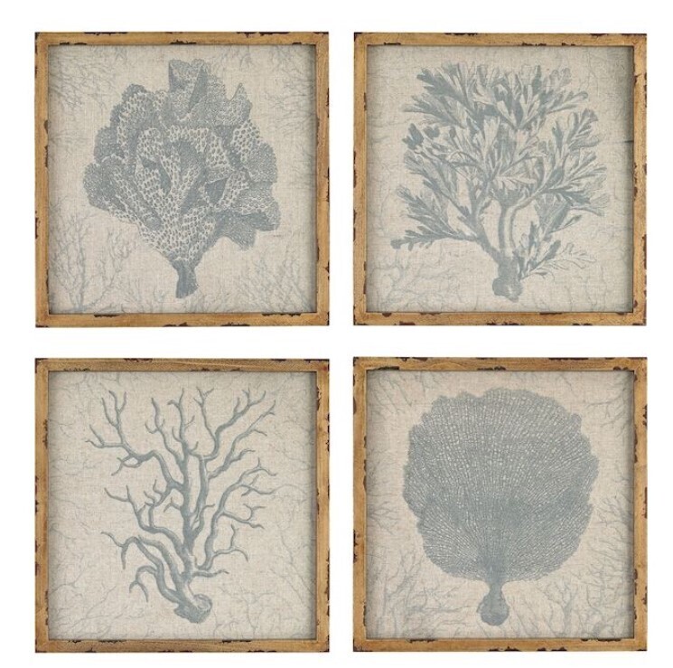 Square Coral Prints in Wooden Frames