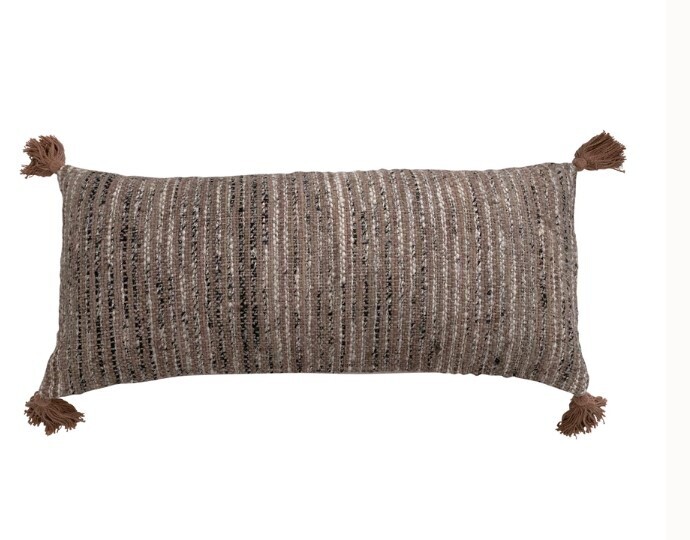 Fall Striped Lumbar Pillow w Tassels