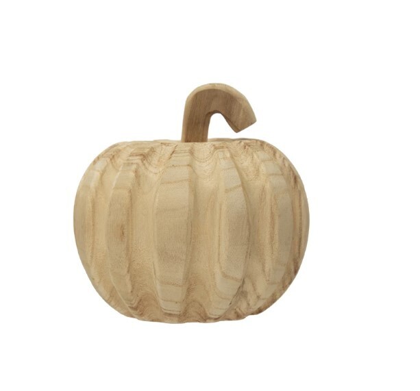 Hand Carved Wooden Pumpkin