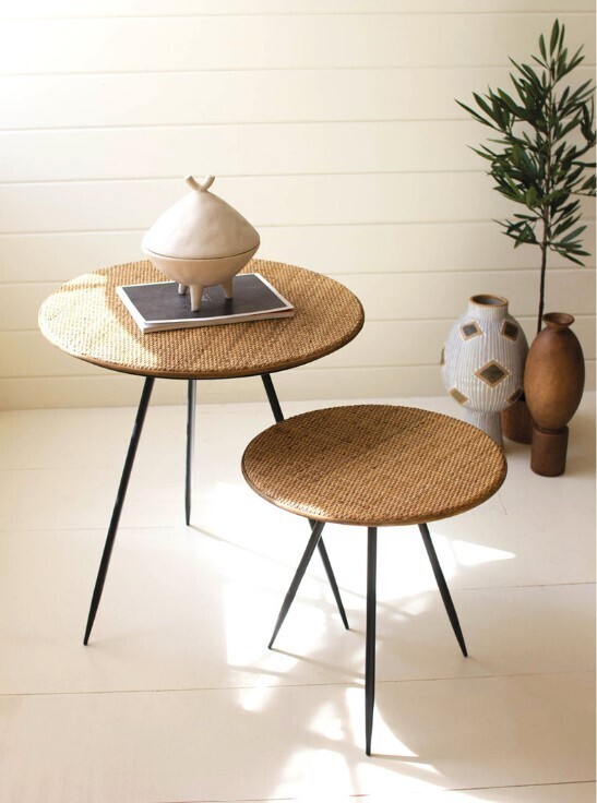 Ava Round Cane Top Tables - S/2
