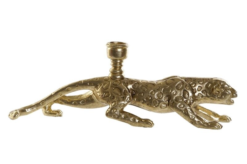 Portavela leopardo dorado