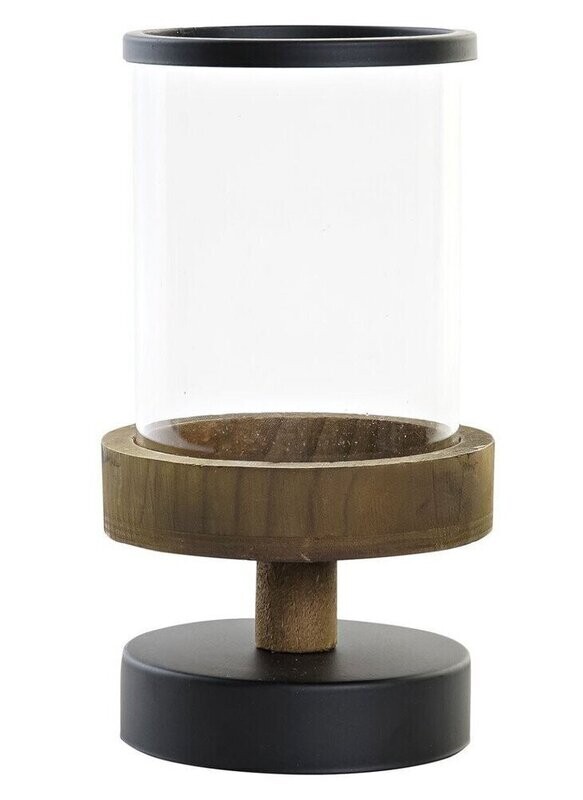 Portavelas de madera y cristal