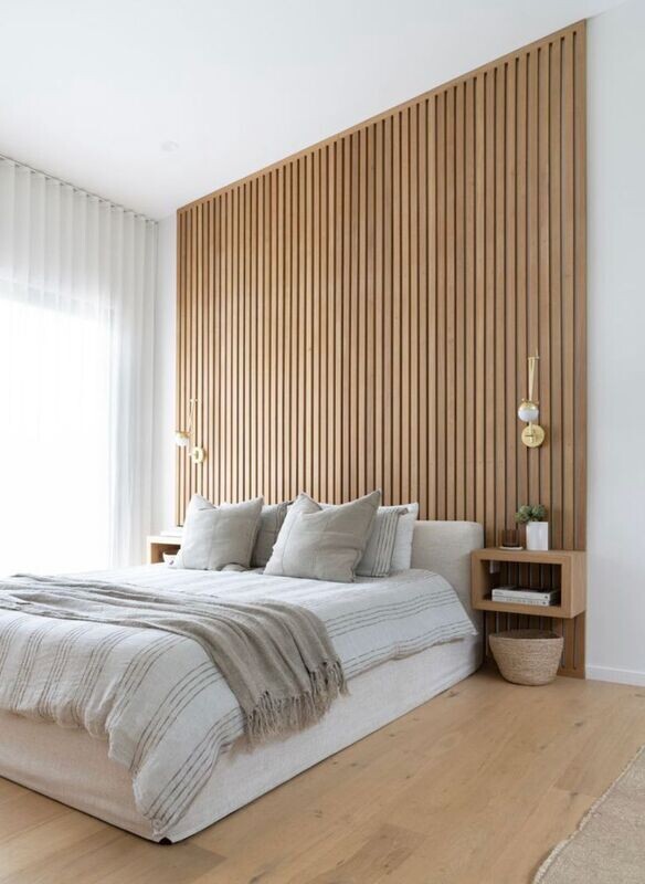 Cabecero con panel de madera 011