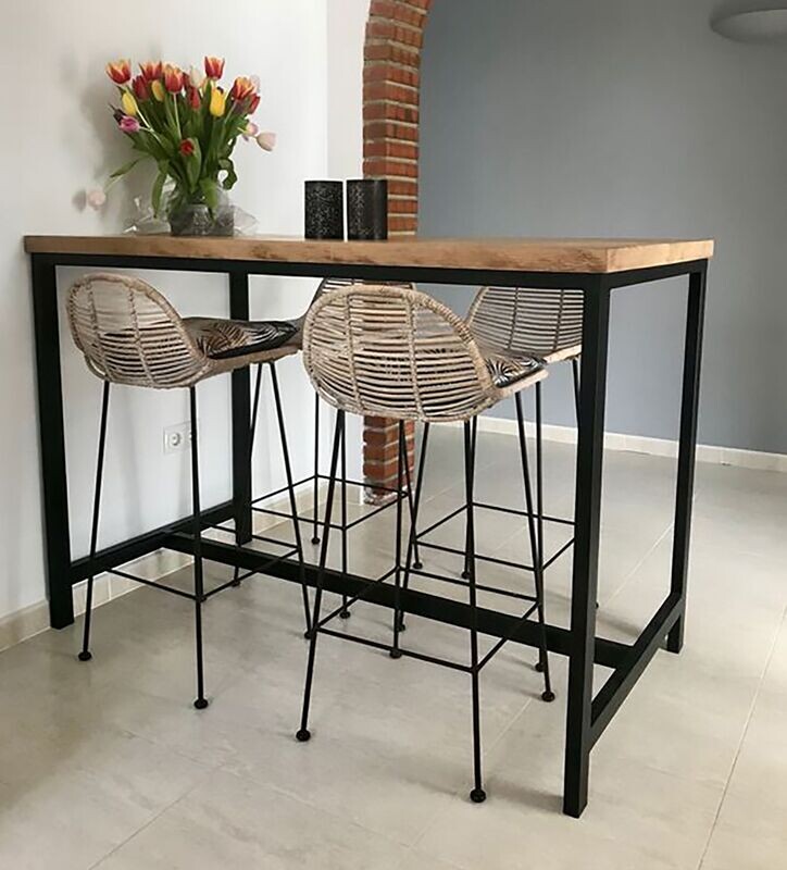 Mesa alta de madera y hierro 034