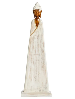 Buda Figura estilizada de madera blanca