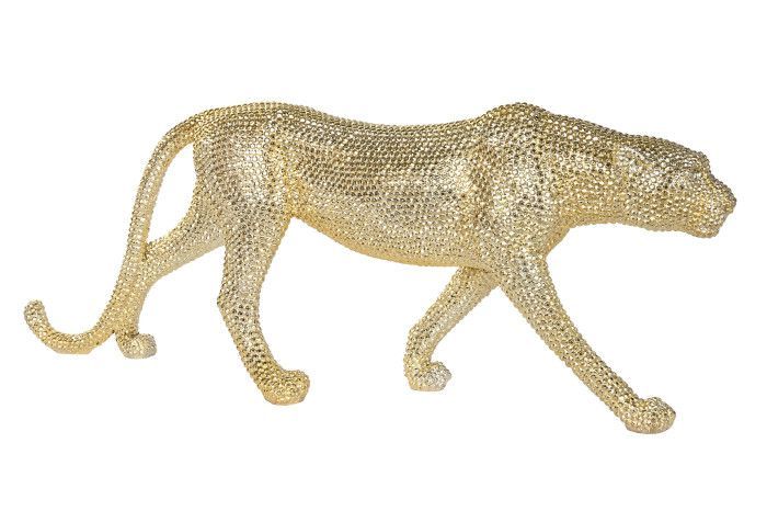 Leopardo dorado de resina