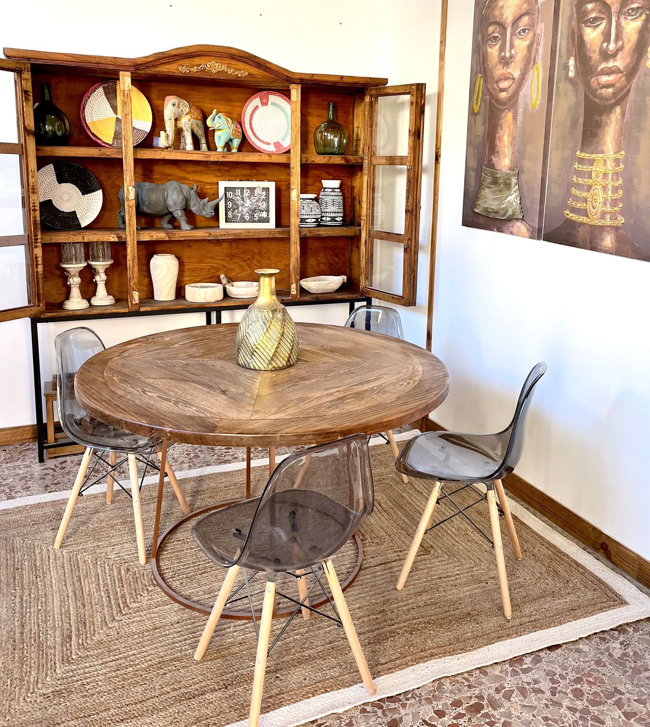 Mesa de comedor de madera y hierro 08