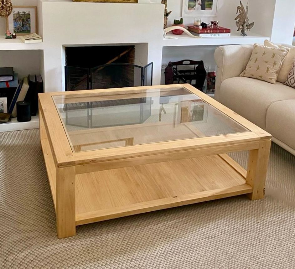 Mesa centro de madera y cristal 017