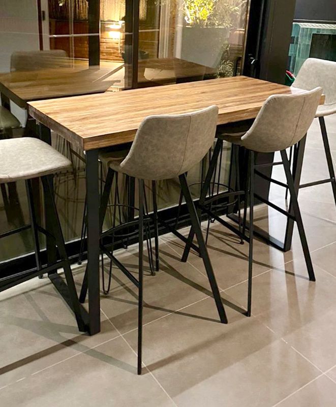 Mesa alta de madera y hierro 034