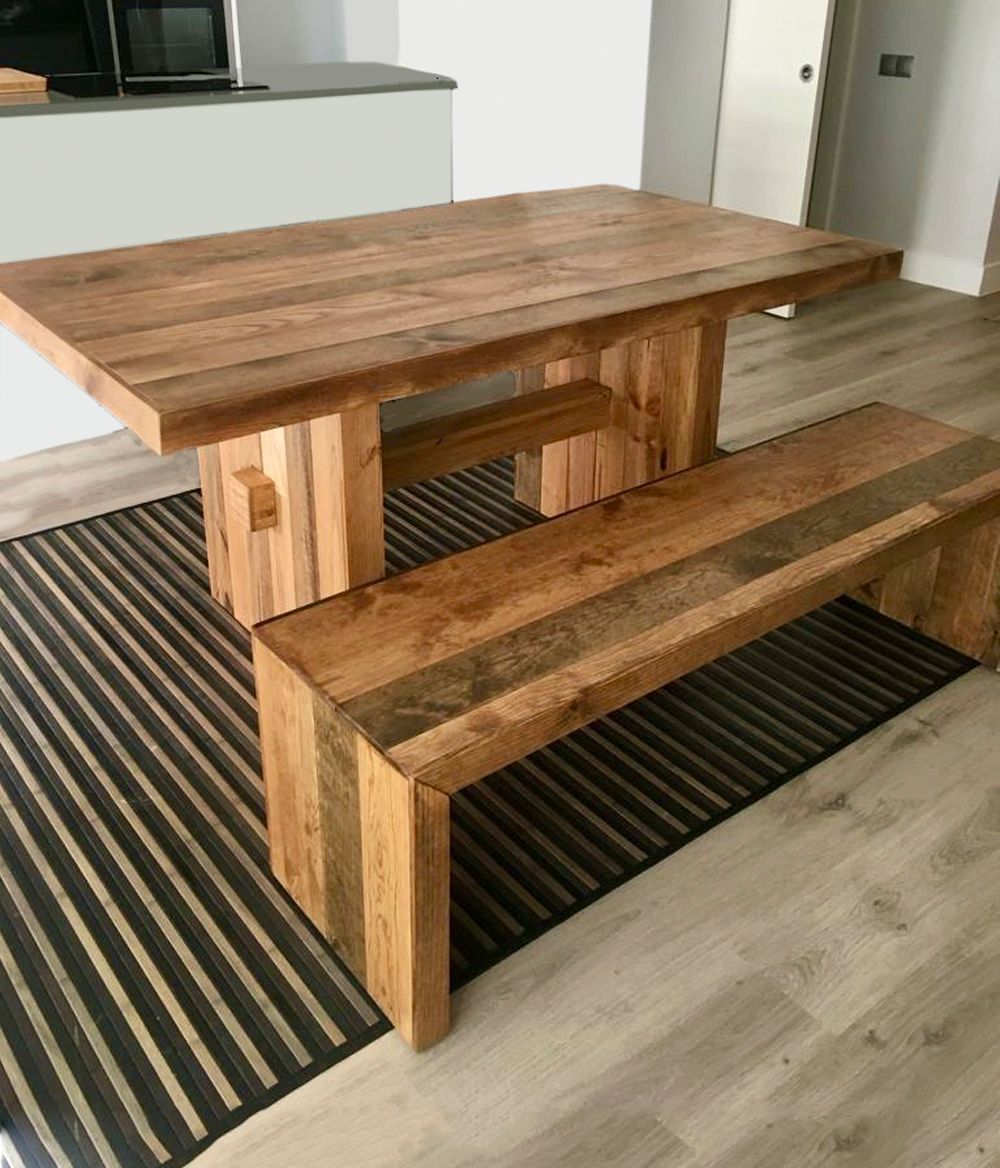 Mesa de comedor con banco a juego 006