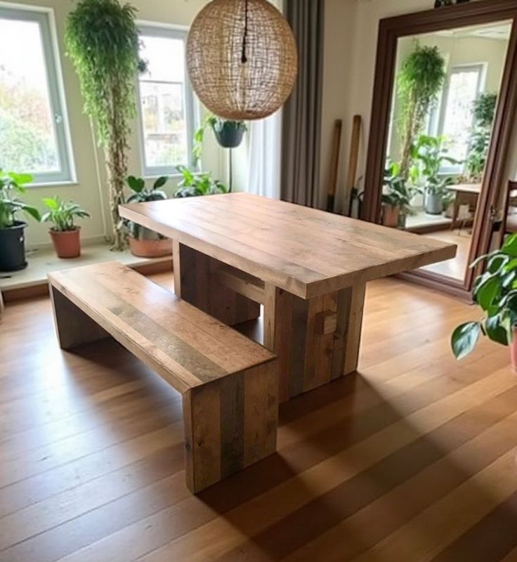 Mesa de comedor con banco a juego 006