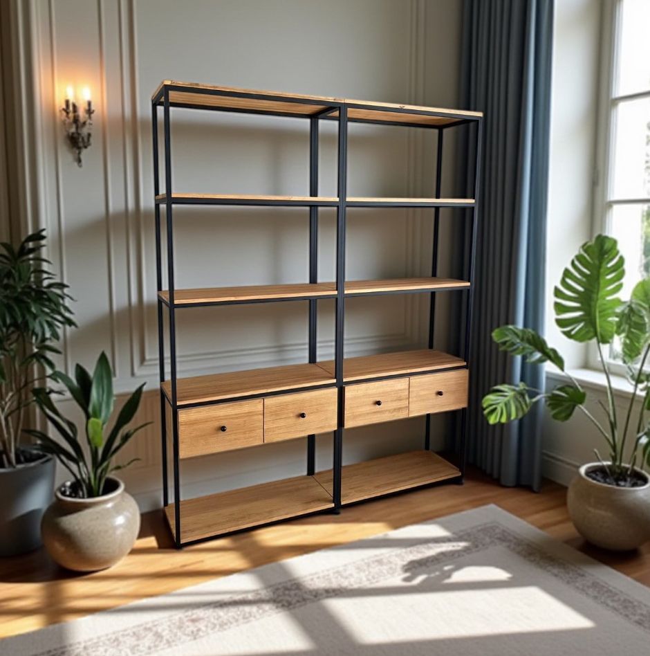 Estantería de madera y hierro 005