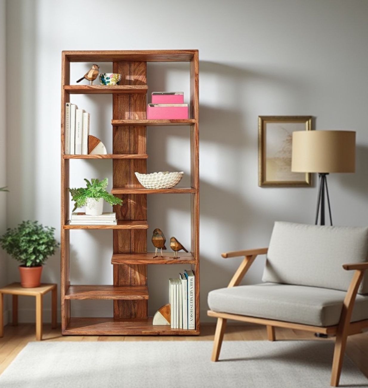 Estantería de madera escalonada 004