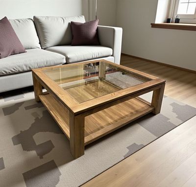 Mesa centro de madera y cristal 017