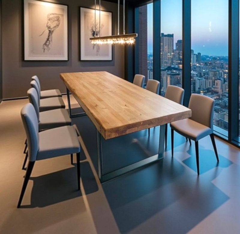 Mesa de comedor de madera y hierro 033
