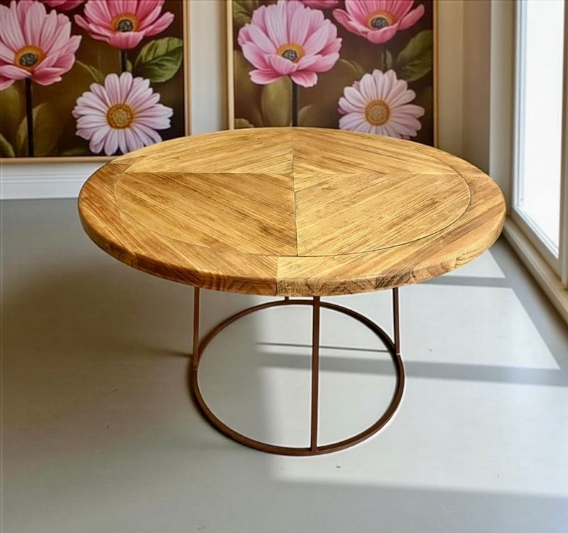 Mesa de comedor de madera y hierro 08 Mesa de comedor de madera y hierro 08