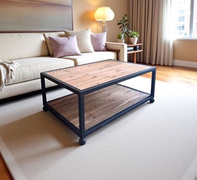 Mesa de centro de madera y hierro 012