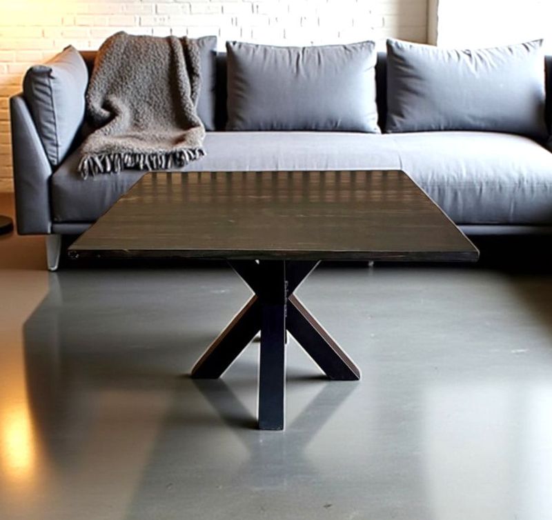 Mesa de centro de madera y hierro 04 Mesa de centro de madera y hierro 04