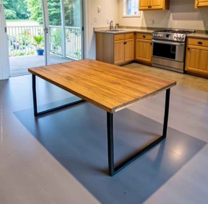 Mesa de comedor de madera y hierro 036