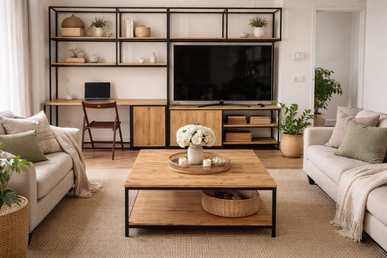 Estantería de madera y hierro 018