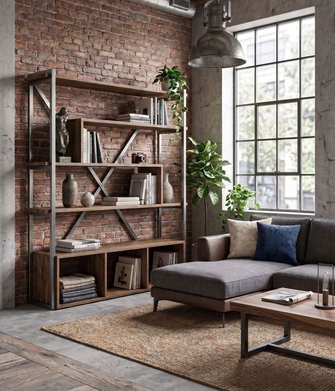 Estantería de madera y hierro 013