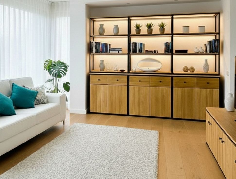 Estantería de madera y hierro 001