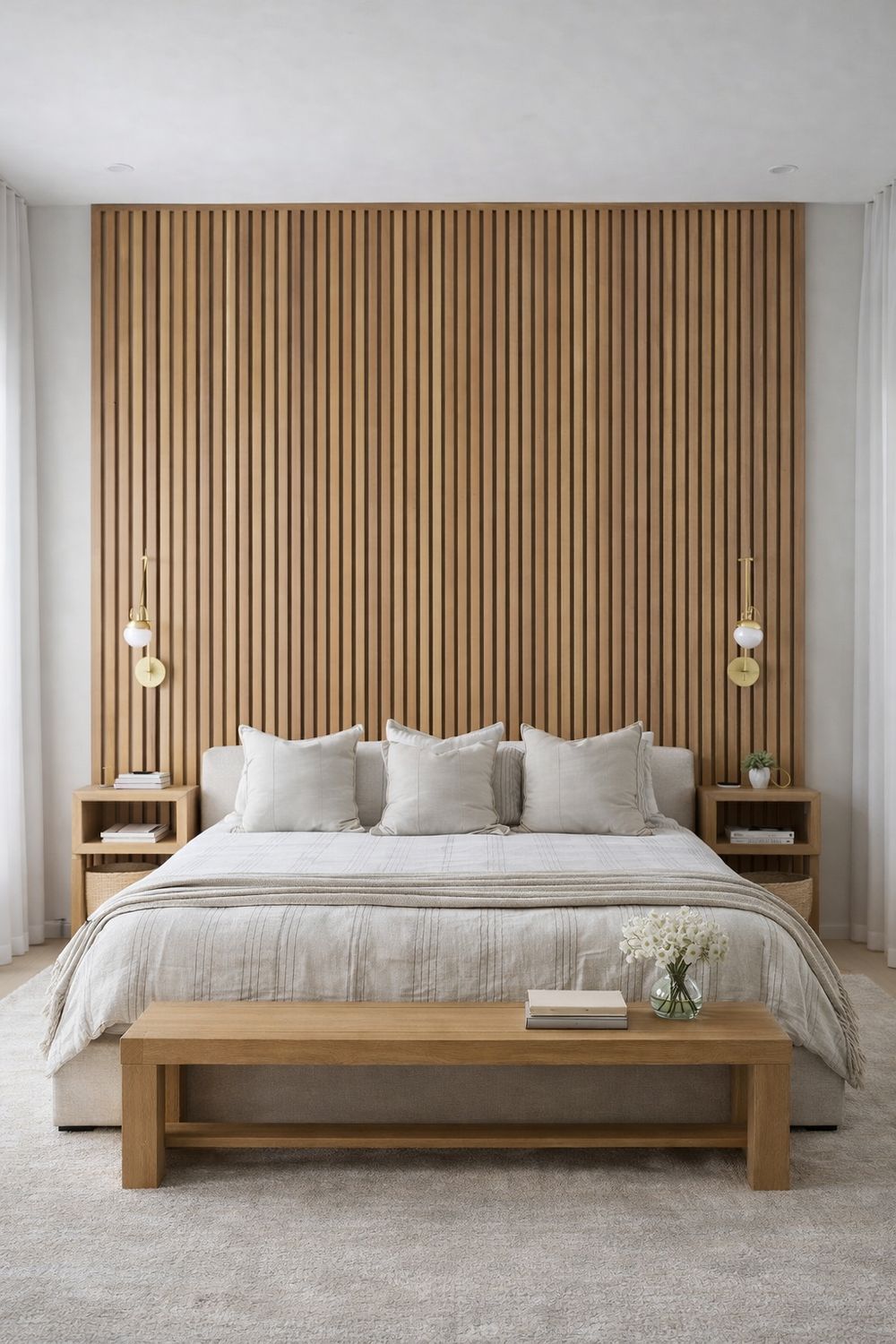 Cabecero con panel de madera 011