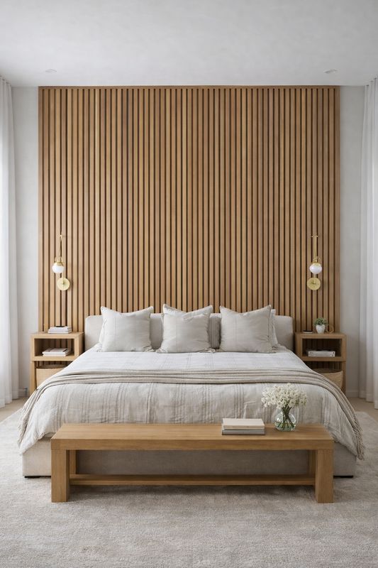 Cabecero con panel de madera 011