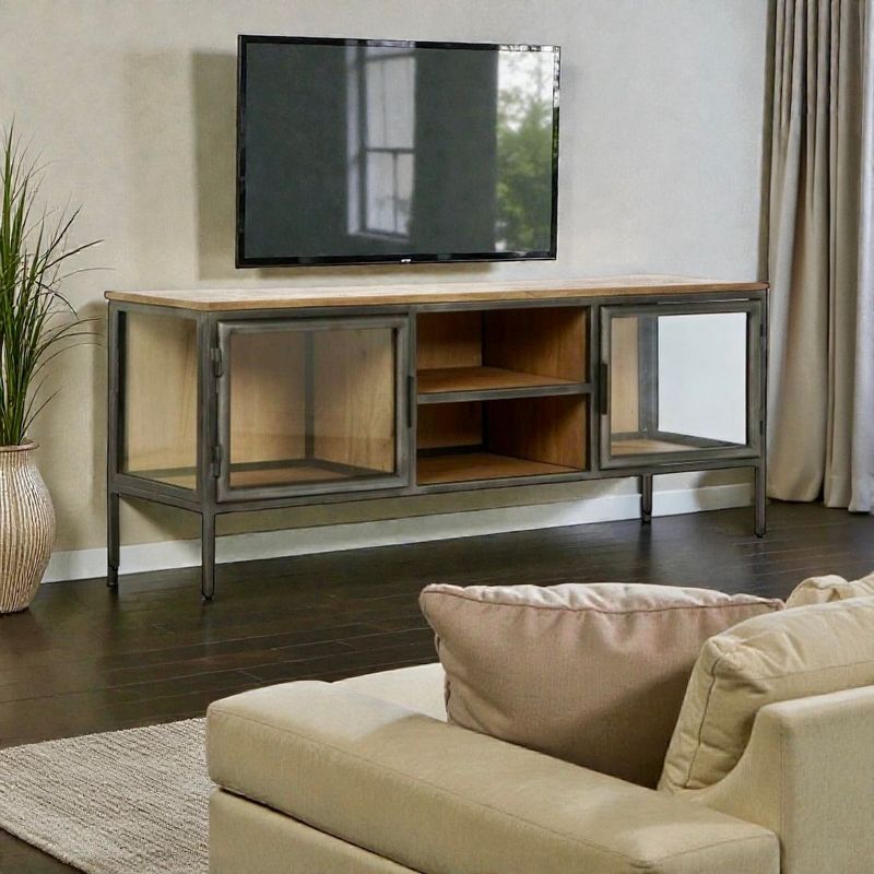 Mueble para tv  de madera y hierro  018