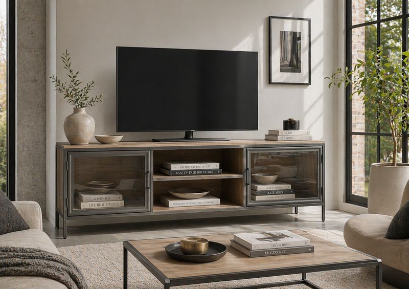 Mueble para tv  de madera y hierro  018