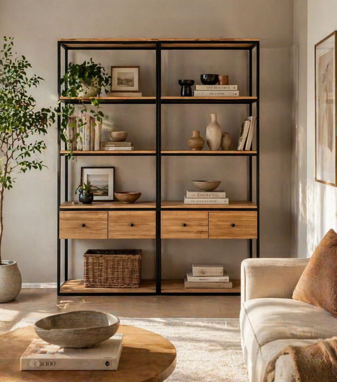 Estantería de madera y hierro 005
