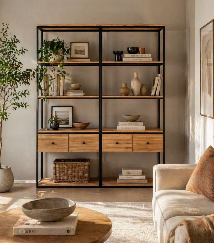 Estantería de madera y hierro 005