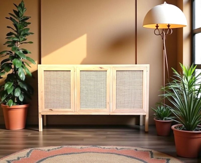 Aparador de madera y ratan 015