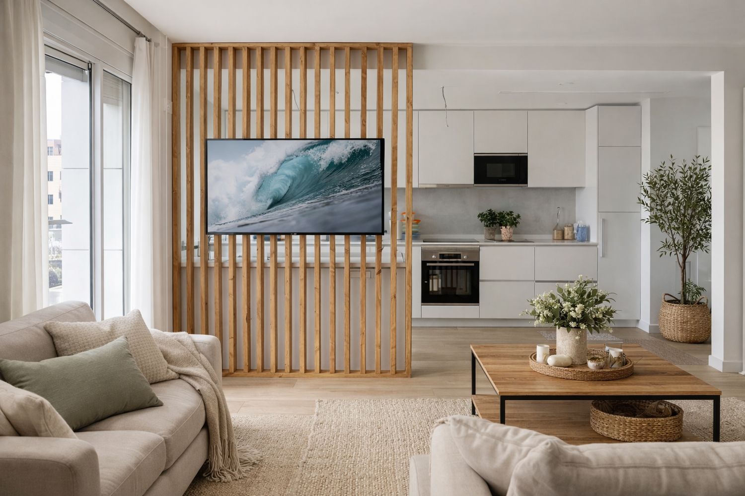 Separador de ambiente con soporte para tv 020