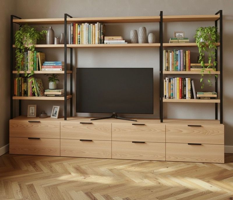 Estantería de madera y hierro 015