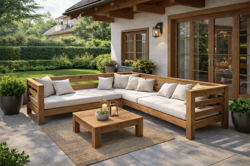 Sofa esquinero de madera para exterior 020