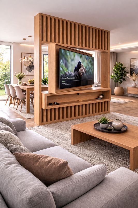 Separador de ambiente con soporte para tv 022