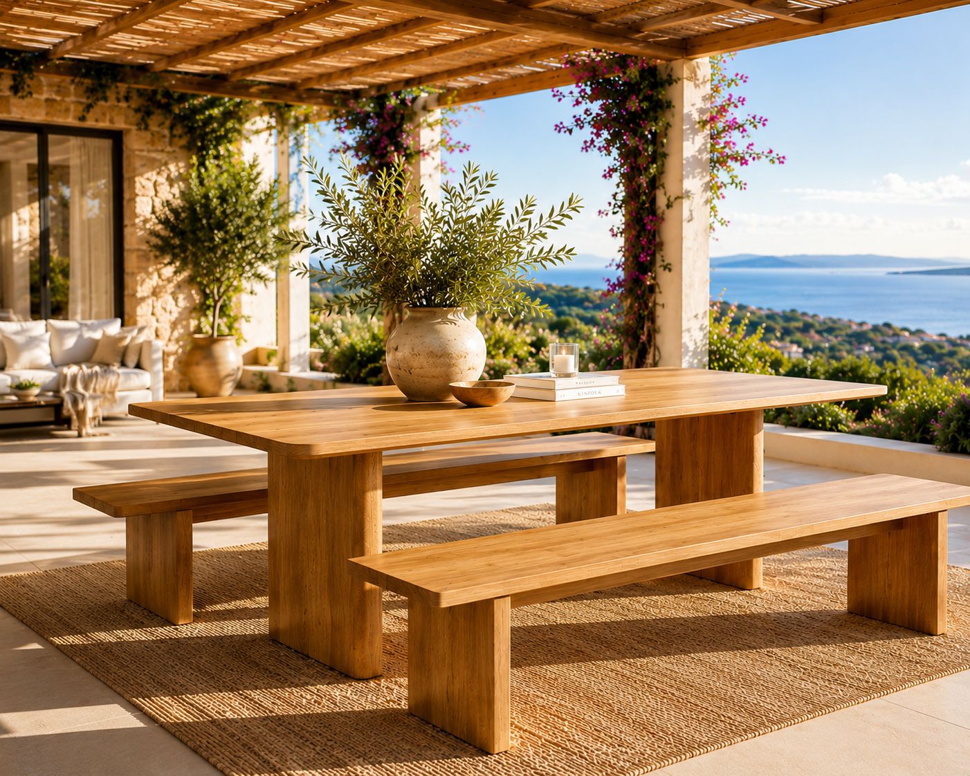 Mesa de exterior con bancos 023 Mesa de exterior con bancos 023